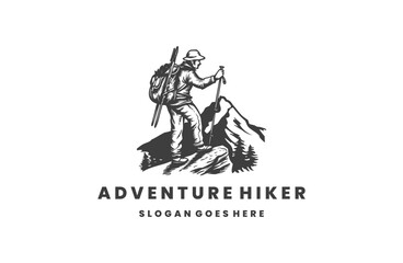 Fototapeta premium Adventure hiker style logo icon design template flat vector
