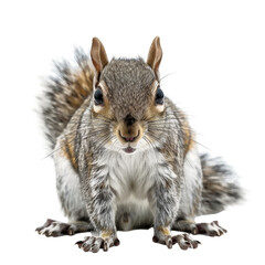 Obraz premium Grey Squirrel Sitting on White Background