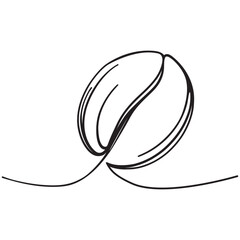 Continuous line art, coffee bean, silhouette concept design one sketch outline drawing vector illustration