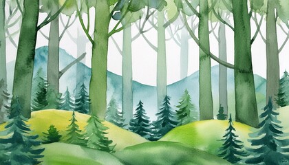 cute watercolor abstract forest nature forest view