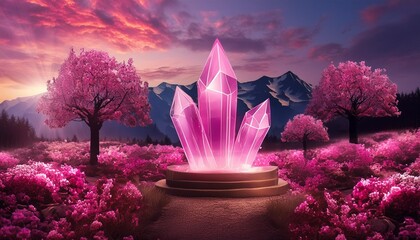 luminous pink crystal display