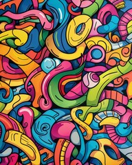 Vibrant Colorful Doodle Wallpaper Design for Modern Spaces Generative AI
