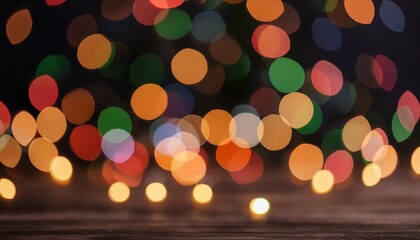 abstract colorful bokeh lights on dark background