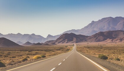 empty straight road with shaped mountains in background travel abroad concept wallpaper