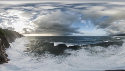 panorama of a stormy sea hdri environment map round panorama spherical panorama equidistant projection 360 high resolution panorama