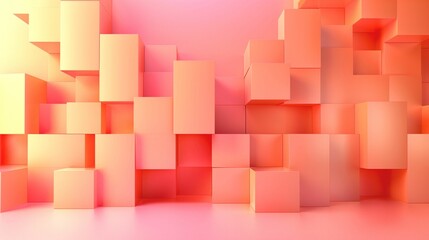 banner with pink geometric squares in 3d style