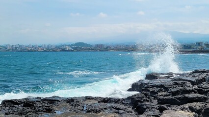 Fototapeta premium Jeju Island sea, nature, outdoors, waves