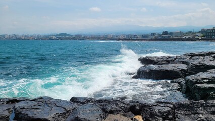 Jeju Island sea, nature, outdoors, waves