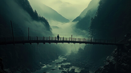 Misty mountain bridge