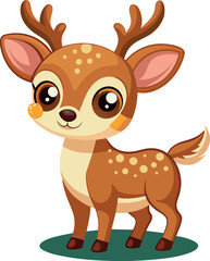 Cute Baby Moose Deer Cartoon Vector Icon Illustration. Animal Nature Icon Concept Isolated Premium Vector. Flat Cartoon Style
