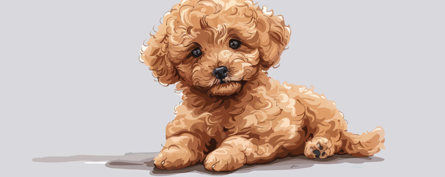 Little cute toy poodle dog. vector simple illustration
