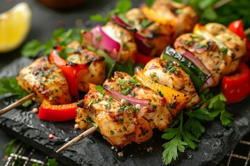Tasty Grilled Chicken and Vegetable Kebabs