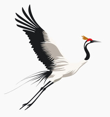 a crane flying with its wings spread