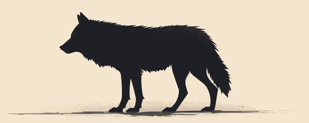 Lone black wolf vector flat simple illustration