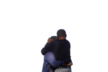 Un homme et une femme se faisant un câlin, avec fond transparent