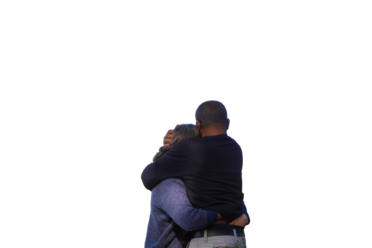 Un homme et une femme se faisant un câlin, avec fond transparent