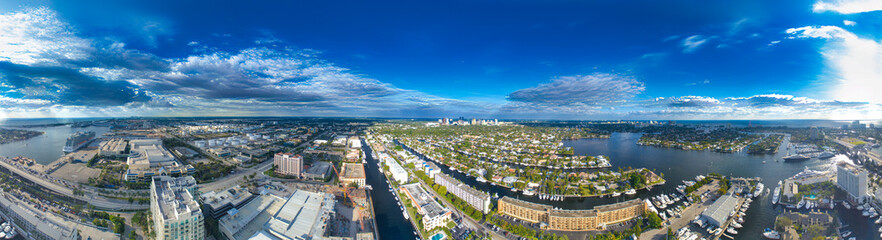 Fort Lauderdale panoramic aerial view on a beautiful sunny day, Florida