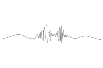 One line drawing of sound wave. Continuous linear sketch .Doodle vector illustration © Elena