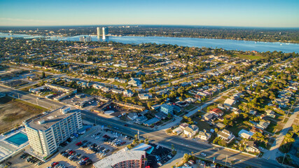Daytona, Florida - Panoramic aerial view of the beautiful Daytona Beach