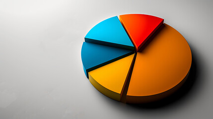 Obraz premium Minimalist 3D Pie Chart in Solid Colors