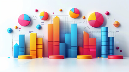 Fototapeta premium 3D Graphs and Charts on Detailed Financial Documents