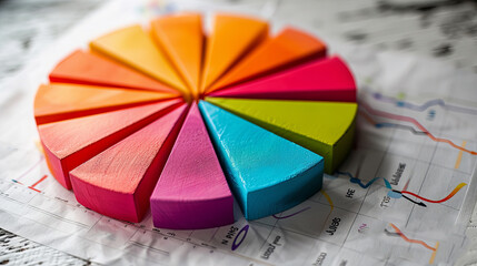 Colorful 3D Pie Chart on Financial Report