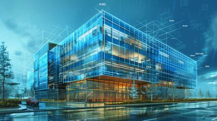 Futuristic Blue Architectural Corridor in Virtual Design