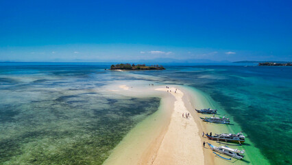 Aerial view of Gili Kere sand tongue in Lombok, Indonesia