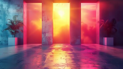 Tranquil Geometry: Abstract Art with Soothing Hues and Clean Lines