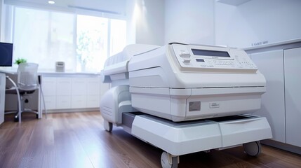 Bone densitometer machine, used for measuring bone density.