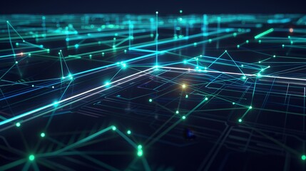 Fototapeta premium Abstract network connections with glowing nodes, perfect for technology and connectivity themes.