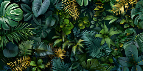 A green jungle wallpaper with a dark background and a green plant