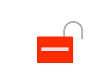 red icon, open padlock