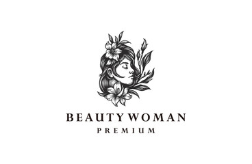 Beauty woman logo icon design template vector illustration