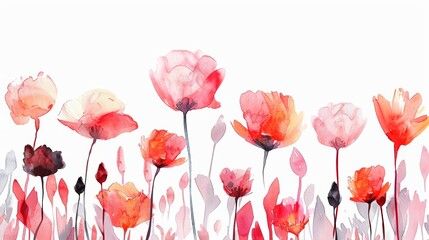 Vibrant Summer Flowers Watercolor Art on White Background for Greeting Cards Generative AI