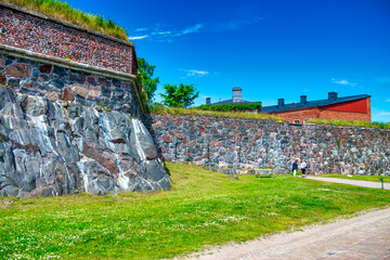 Helsinki, Finland - July 4, 2017: The Fortress Of Suomenlinna is an inhabited sea fortress composed...