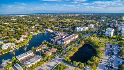 Naples, Florida - Panoramic aerial view of the beautiful city beach