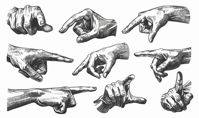 a bunch of hand gestures drawn in black and white
