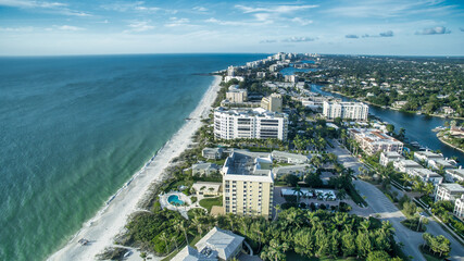 Naples, Florida - Panoramic aerial view of the beautiful city beach