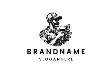 Fototapeta premium Man wine logo icon design template vector illustration