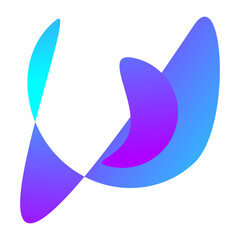 Gradient colorful shape in trendy style. Abstract liquid shape, icon or logo. Vector isolated on white background.