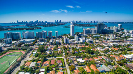 Miami Beach, Florida - Panoramic aerial view of the beautiful city skyline