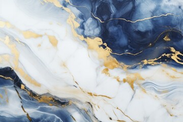 Naklejka premium Elegant abstract background of blue and white marble with golden streaks