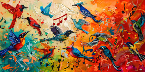 Birds painting canvas simple style