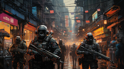 Special forces on the urban alley.