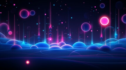 Obraz premium A neon inspired 3D dot vector background featuring glowing dots in electric blues and pinks, reminiscent of a retro arcade atmosphere
