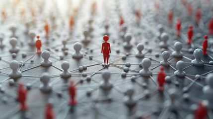 Red Pawn Standing Out in a Network of Grey Pawns