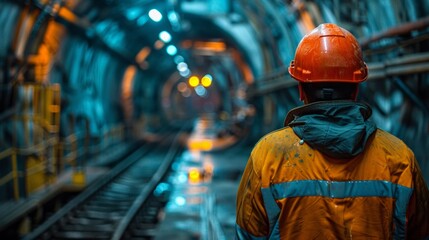 Construction worker in tunnel