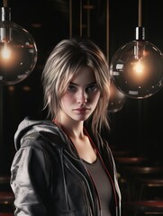 Naklejka premium woman with disco ball