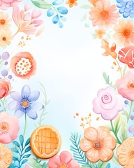 Cookie layout flat design front view childrens party theme water color triadic color scheme